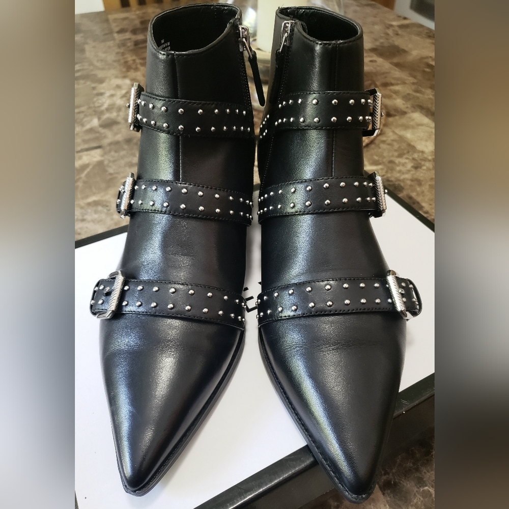 Nine West Black Ankle Boots with Silver Accents